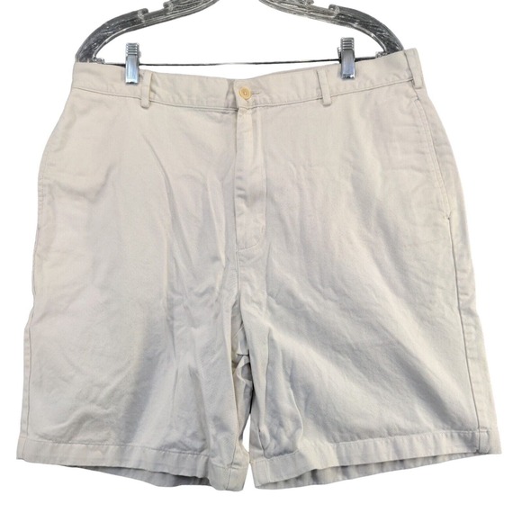 Lands' End Direct Merchants Men's Chino Shorts Beige Size 36 Cotton Slash Pocket - Picture 1 of 12